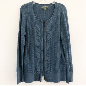 Vintage 90s Eddie Bauer Blue Cardigan Knit Sweater